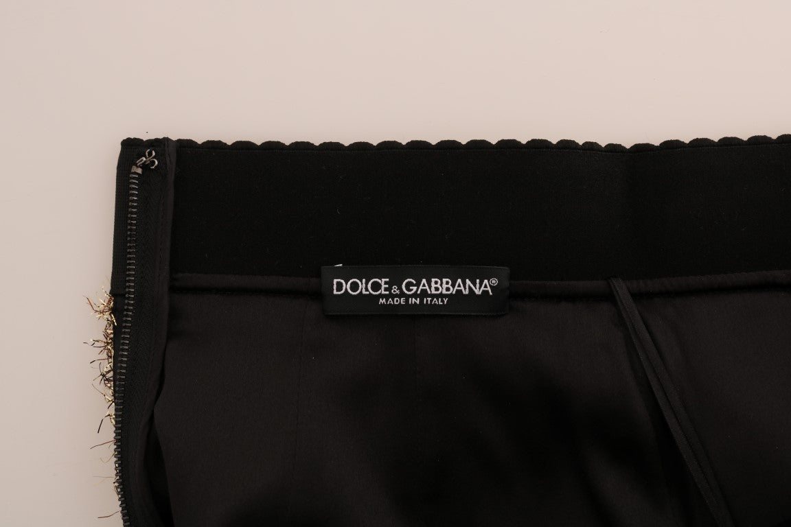 Dolce &amp; Gabbana Jupe crayon taille haute élégante à franges dorées