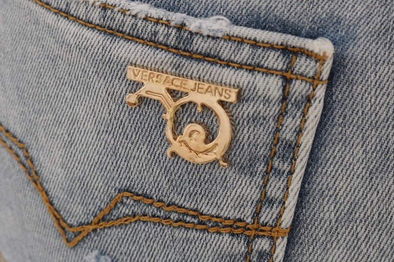 Versace Jeans Jean slim déchiré bleu clair chic