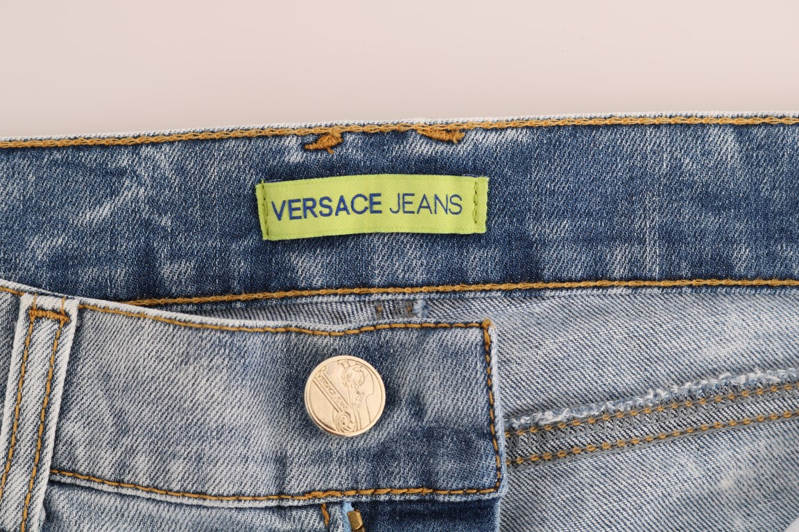 Versace Jeans Jean slim déchiré bleu clair chic