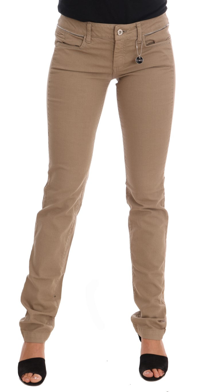 Costume National - Jean slim stretch en coton beige