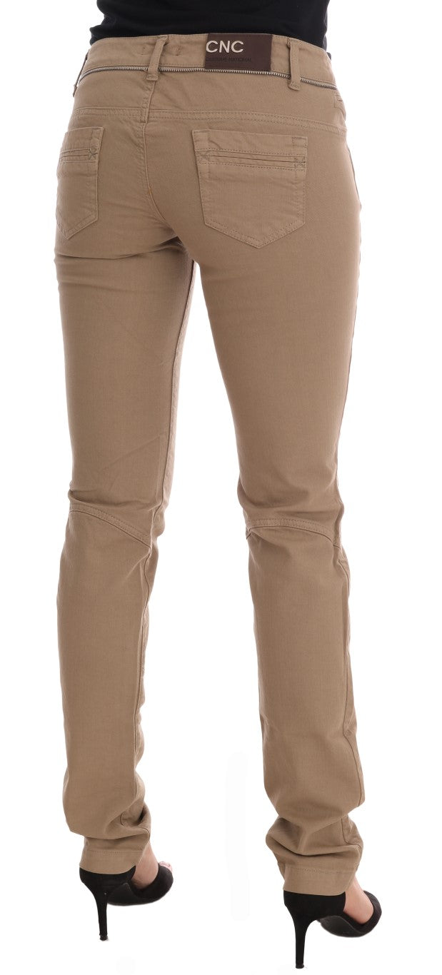 Costume National - Jean slim stretch en coton beige