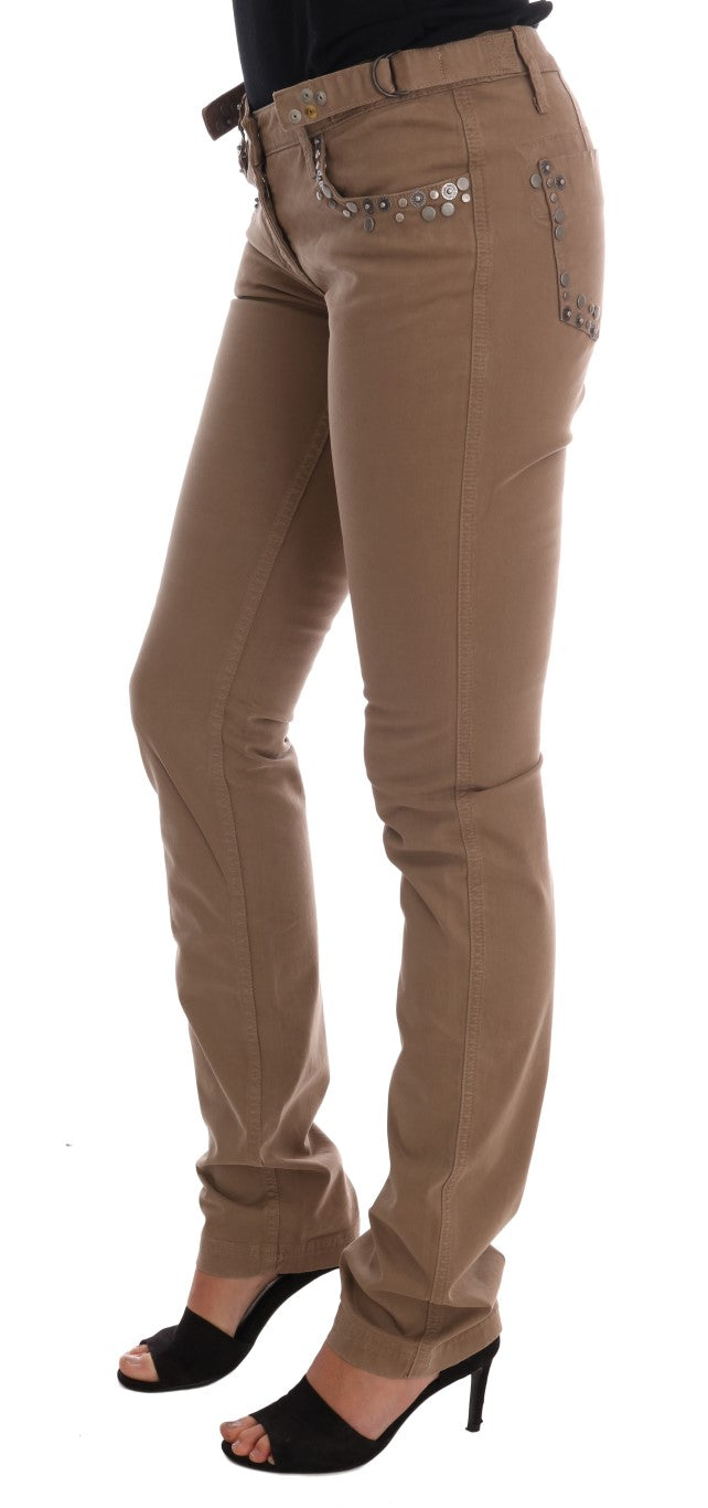 Costume National - Jean de créateur coupe super slim beige