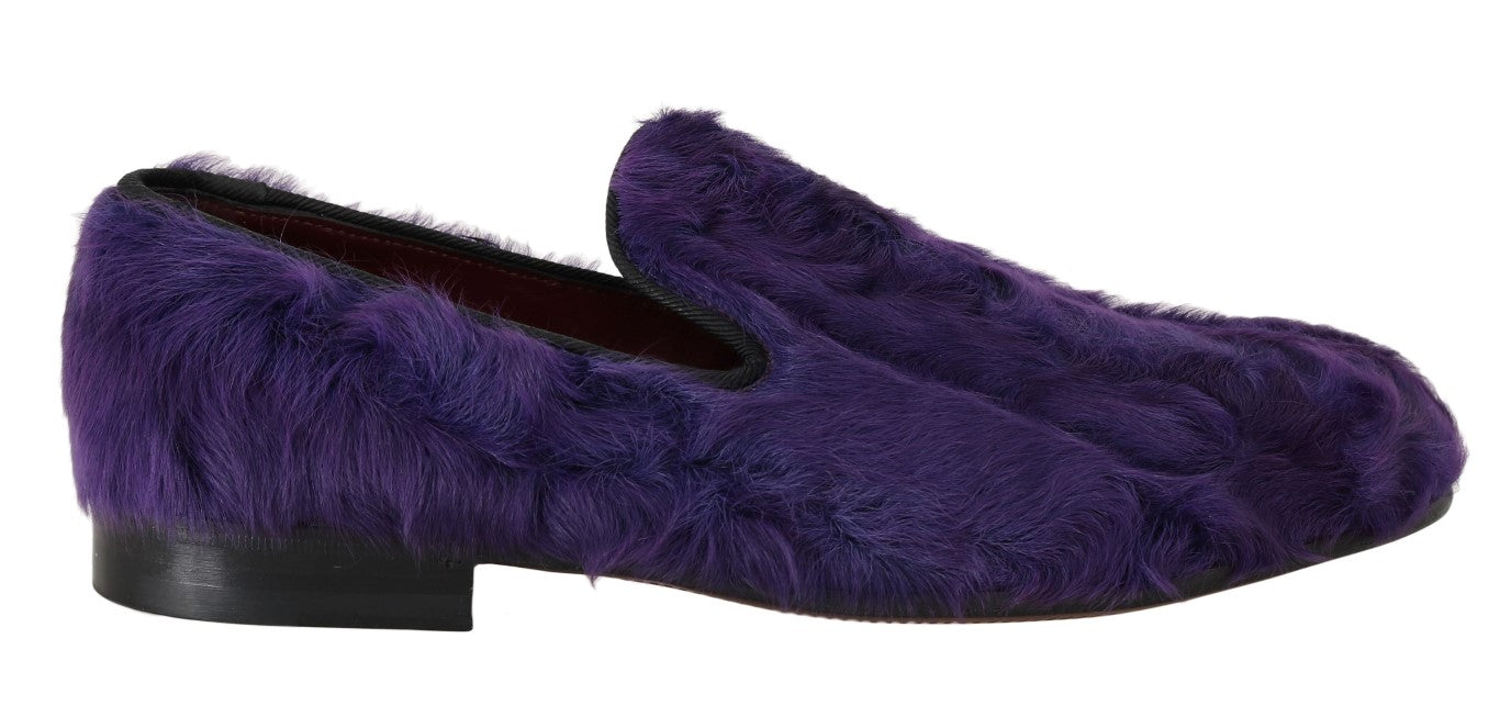 Dolce &amp; Gabbana Mocassins en fourrure de mouton violets en peluche