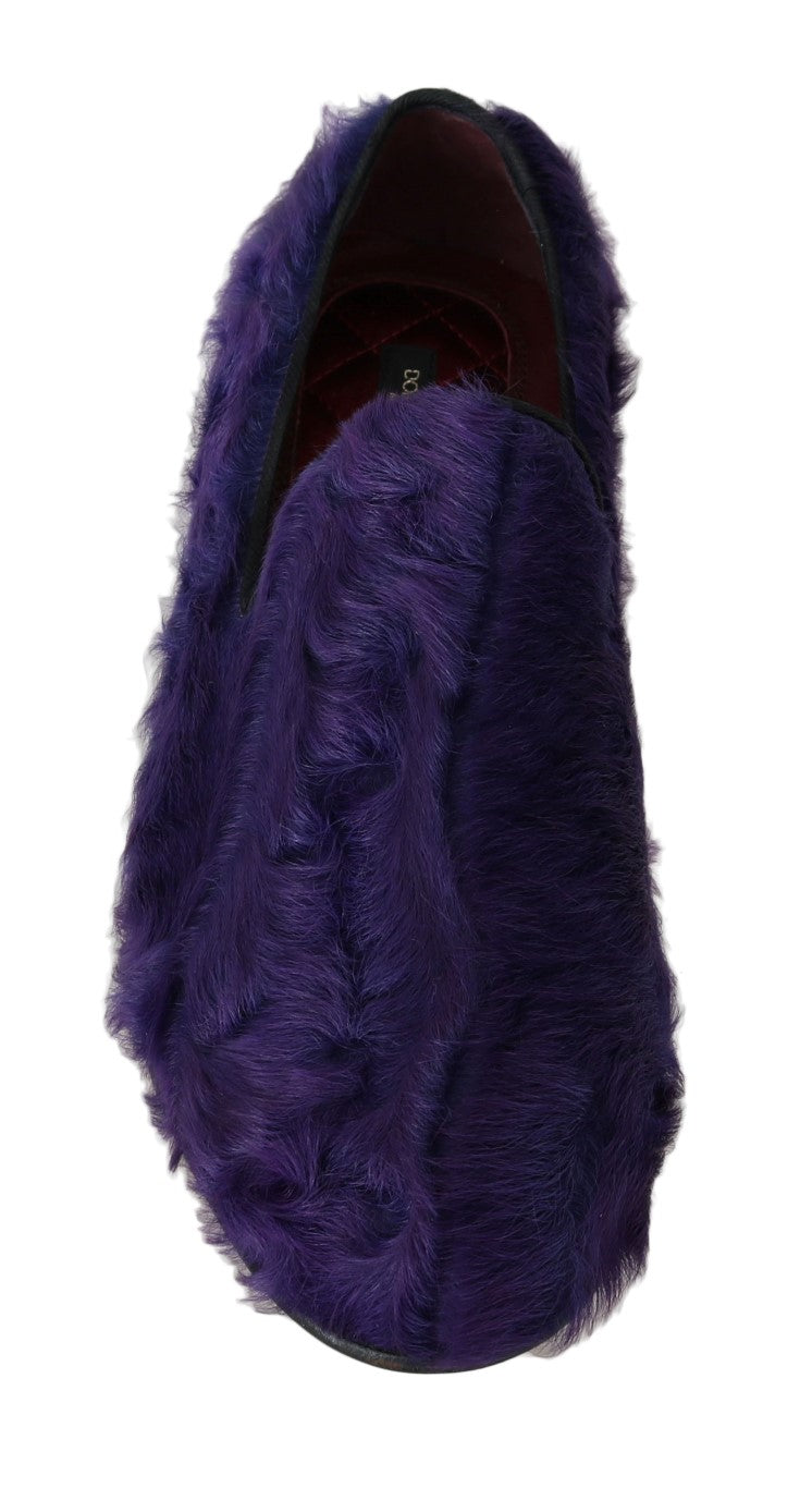 Dolce &amp; Gabbana Mocassins en fourrure de mouton violets en peluche