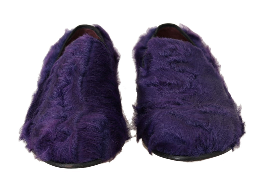 Dolce &amp; Gabbana Mocassins en fourrure de mouton violets en peluche