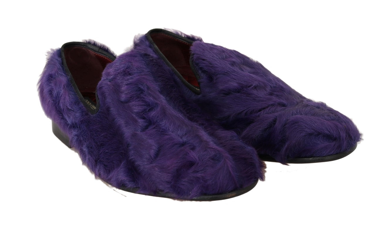 Dolce &amp; Gabbana Mocassins en fourrure de mouton violets en peluche