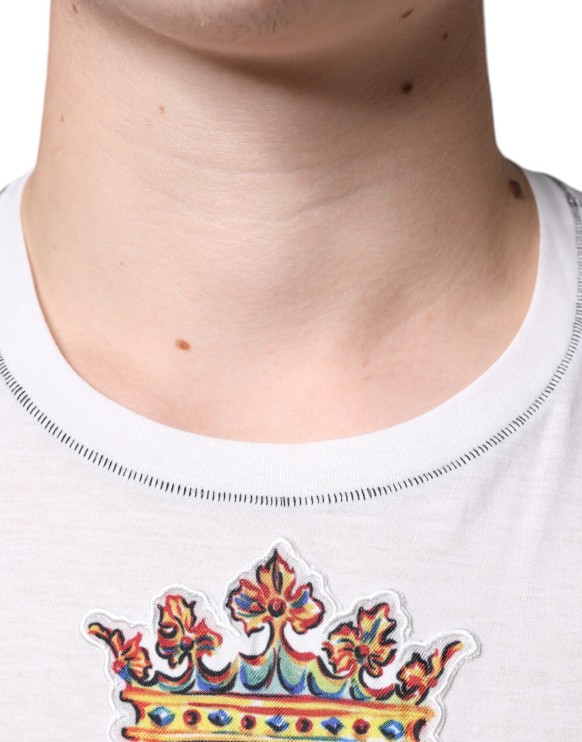 Dolce & Gabbana White Angel Crown Print Crew Neck T-shirt