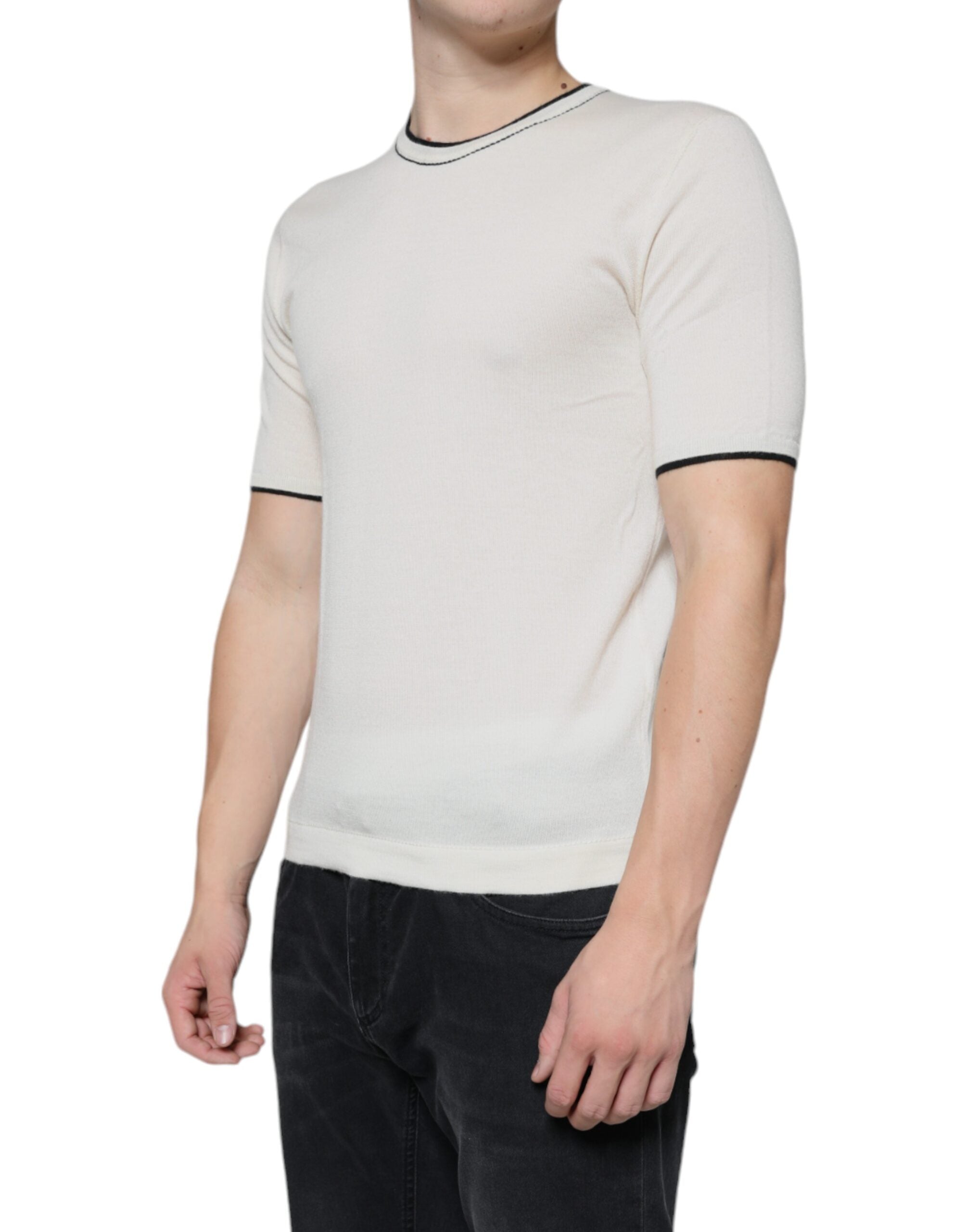 Dolce & Gabbana Off White Cashmere Short Sleeves T-shirt