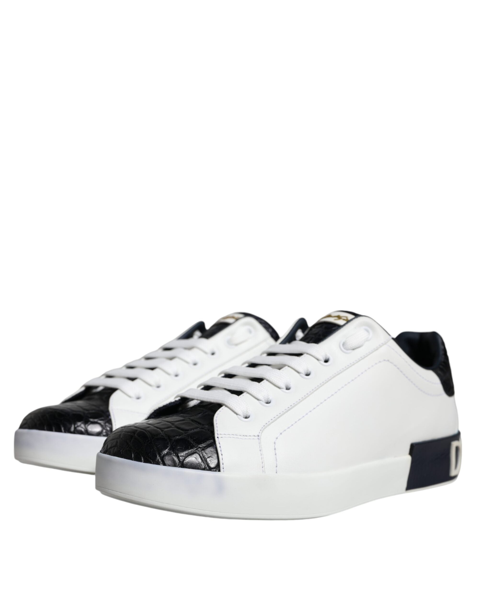 Dolce & Gabbana White Leather Logo Portofino Sneaker Shoes