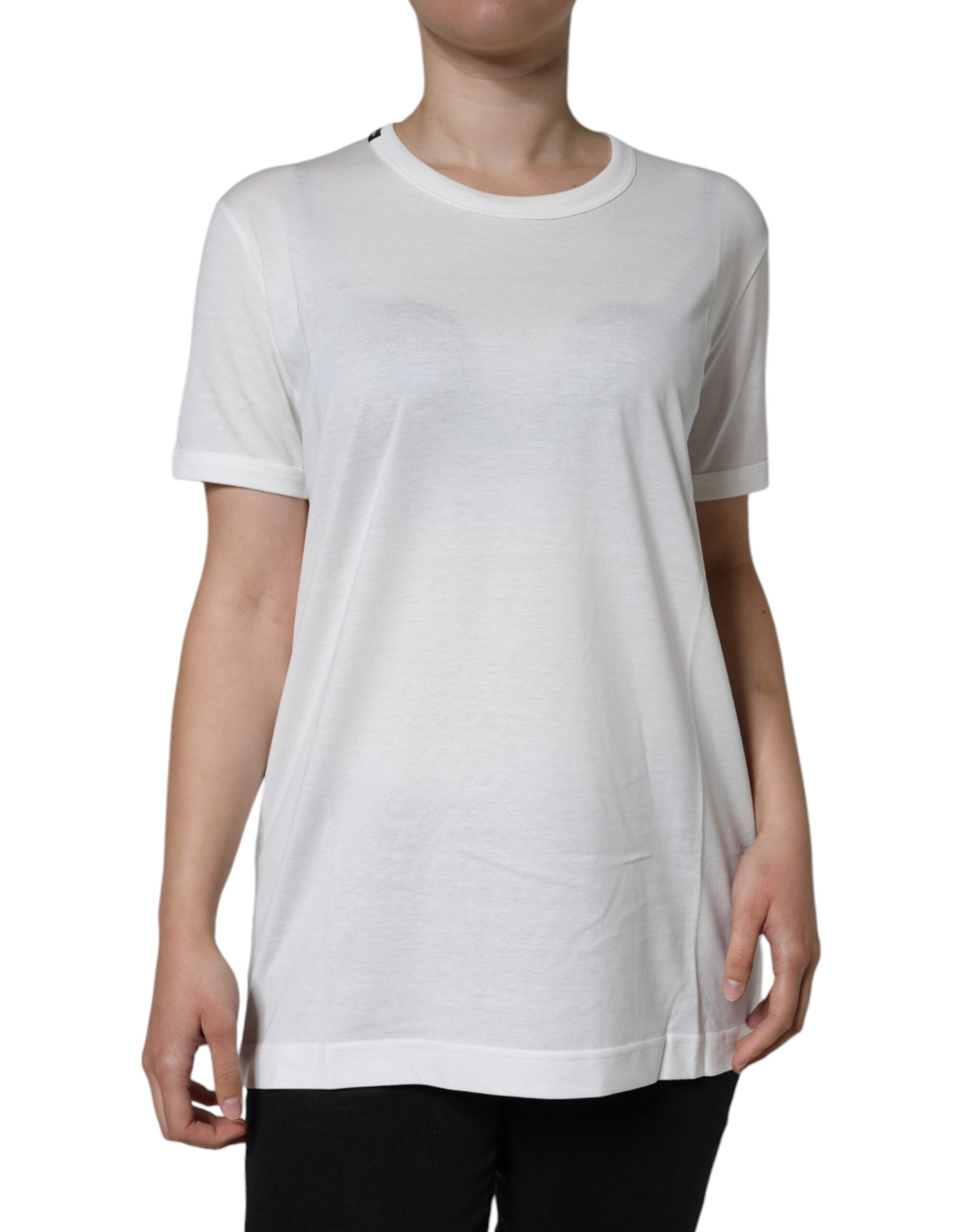 Dolce & Gabbana White Cotton Crew Neck Short Sleeve T-shirt