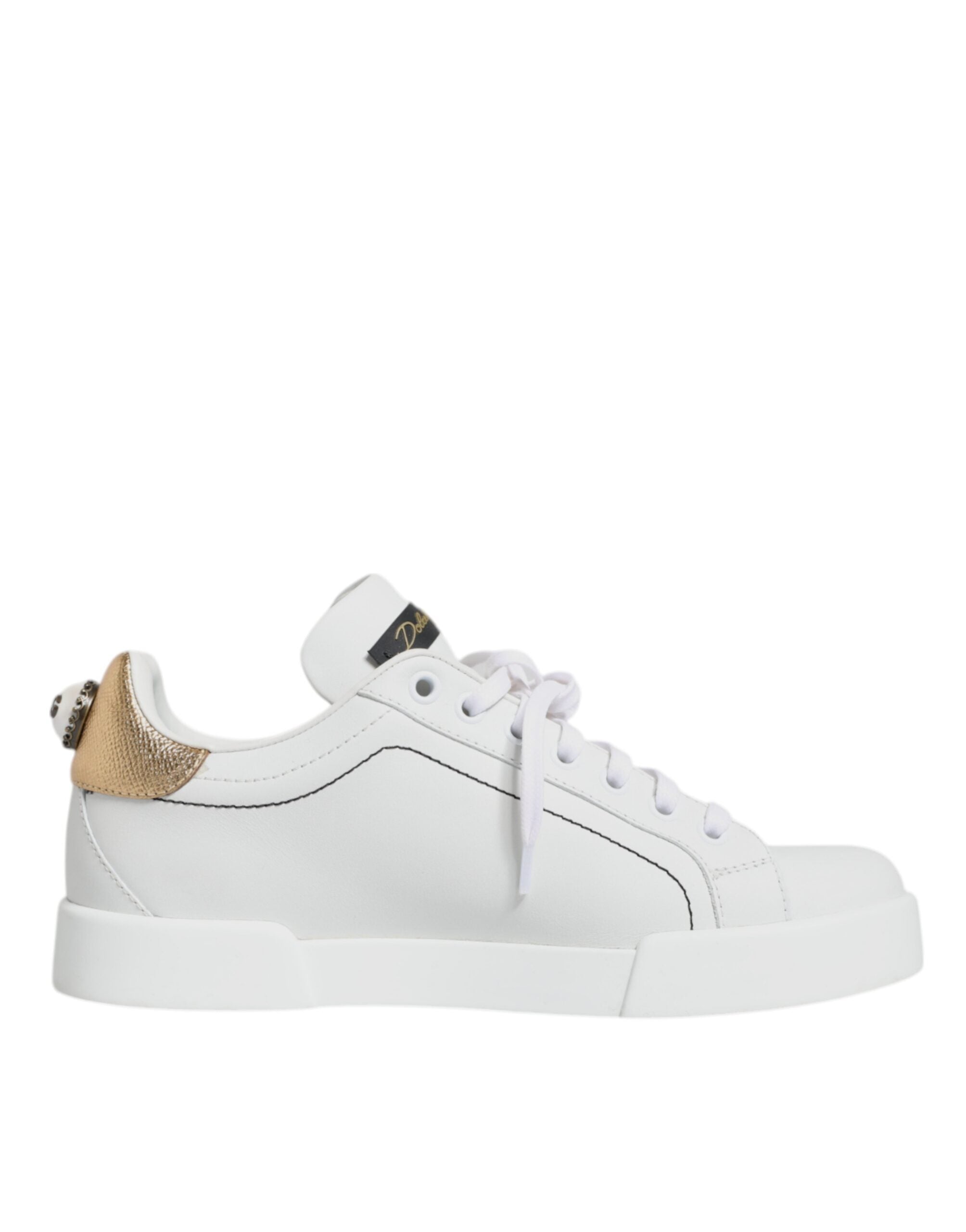 Dolce & Gabbana White Leather Portofino Low Top Sneaker Shoes