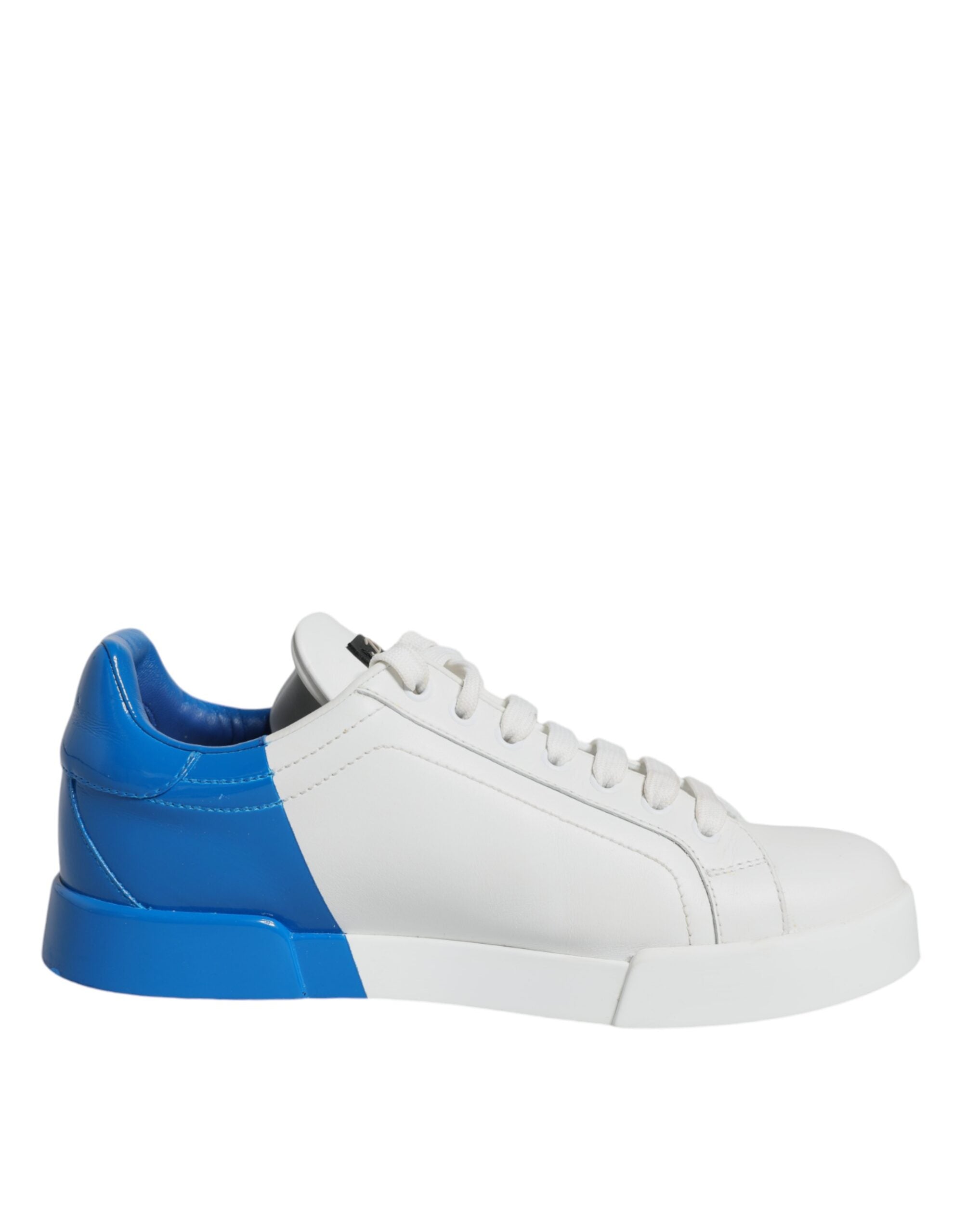 Dolce & Gabbana White Blue Portofino Low Top Sneakers Shoes