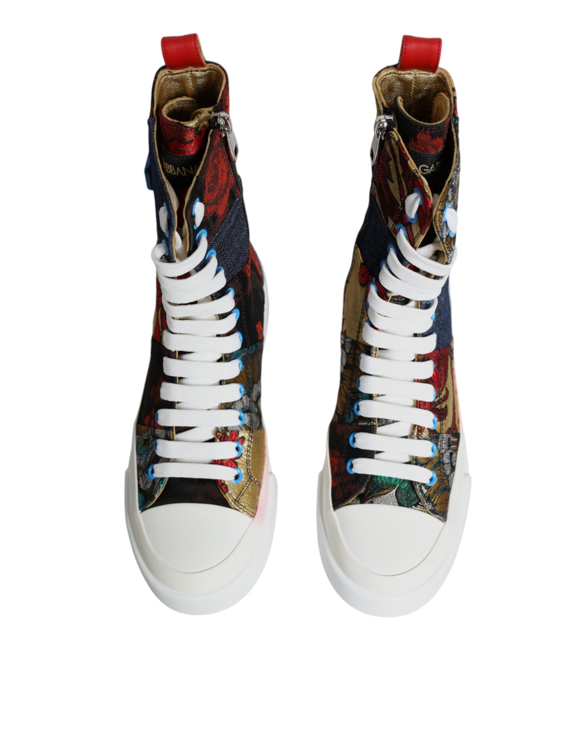 Dolce & Gabbana Multicolor Patchwork Logo High Top Sneakers Shoes