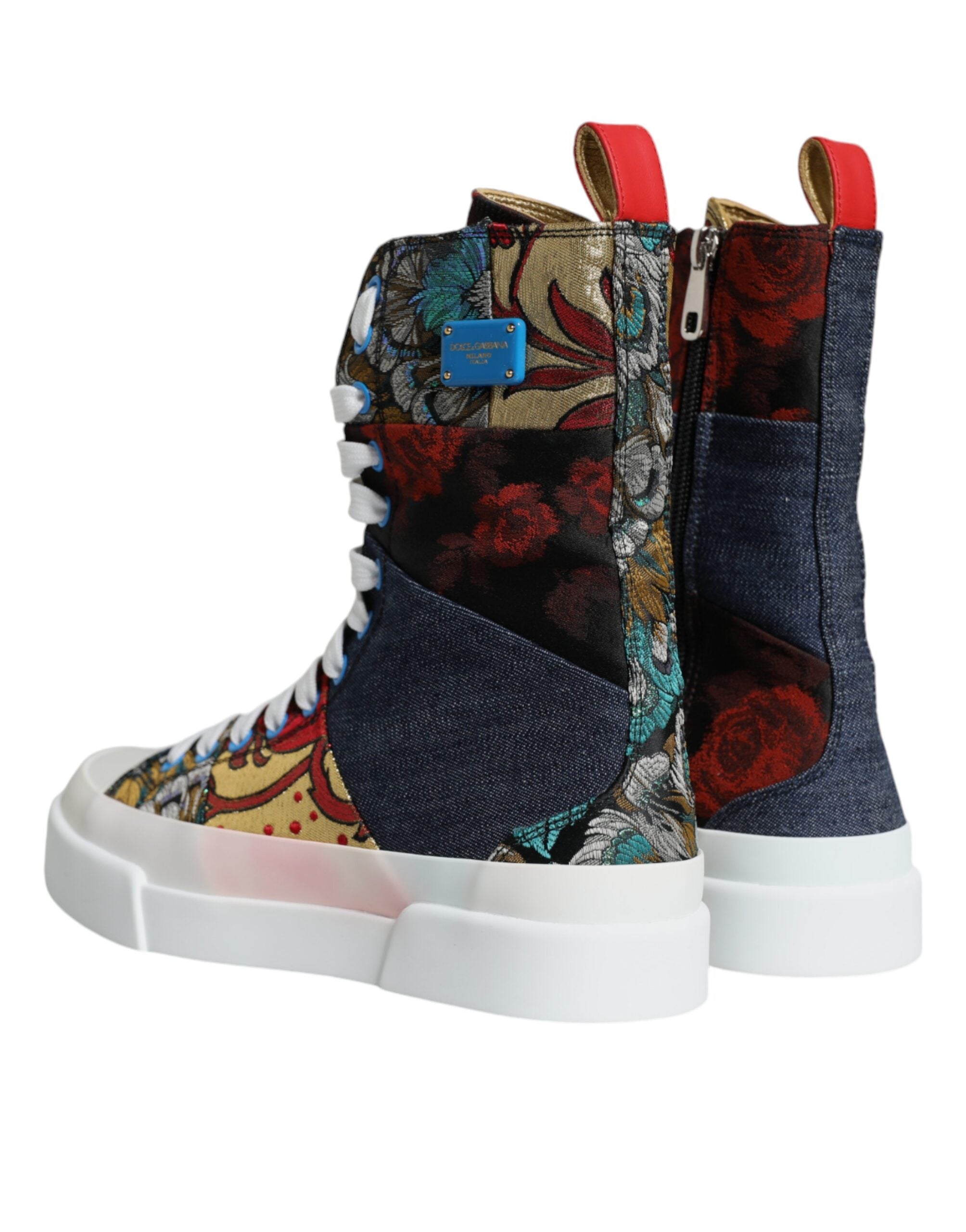 Dolce & Gabbana Multicolor Patchwork Logo High Top Sneakers Shoes