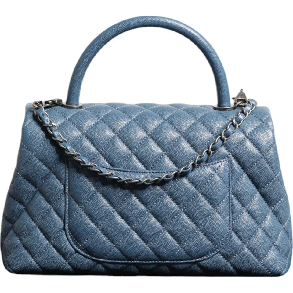 Chanel Dark Blue Flap Top Medium Coco Handle Bag