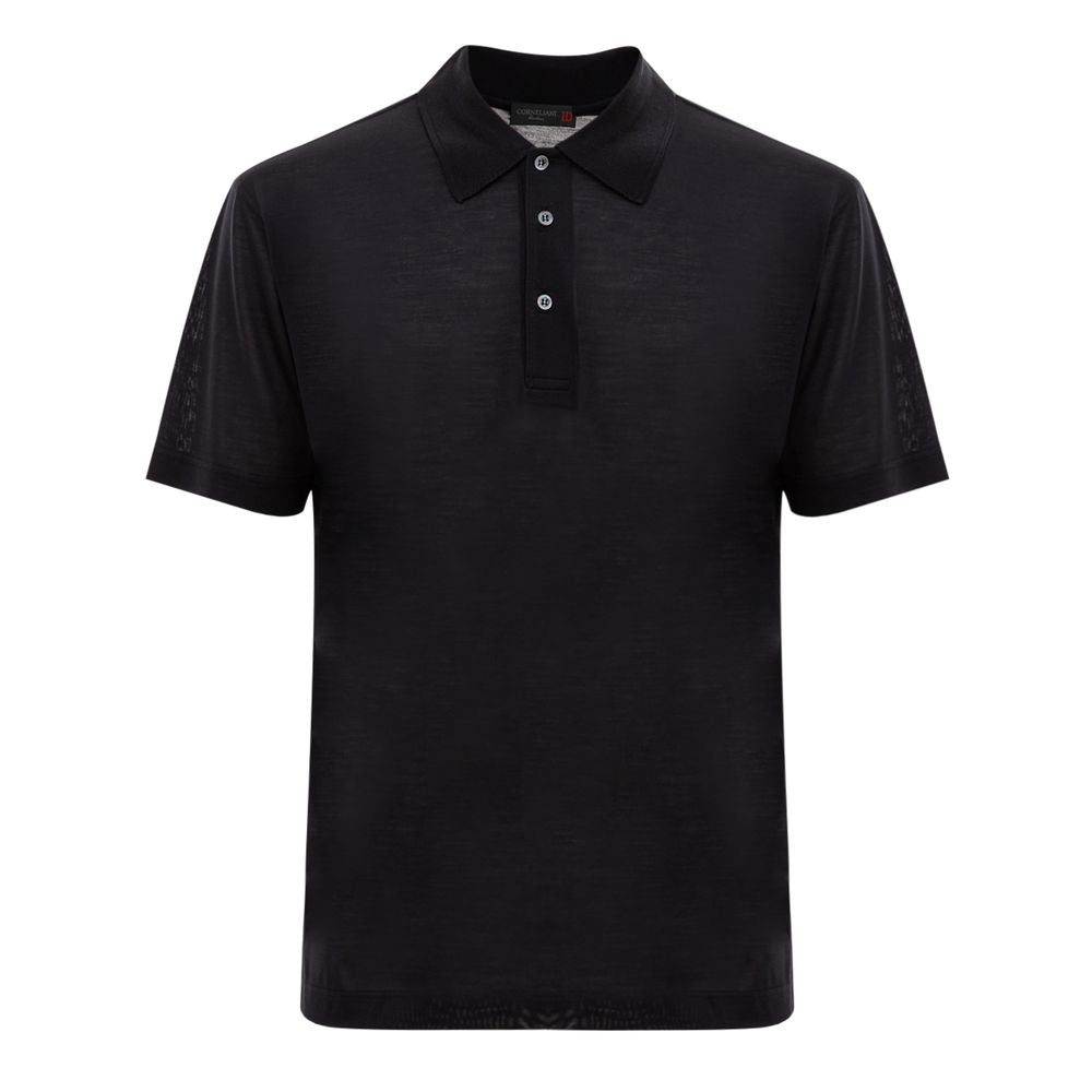 Corneliani Black Silk Polo Shirt