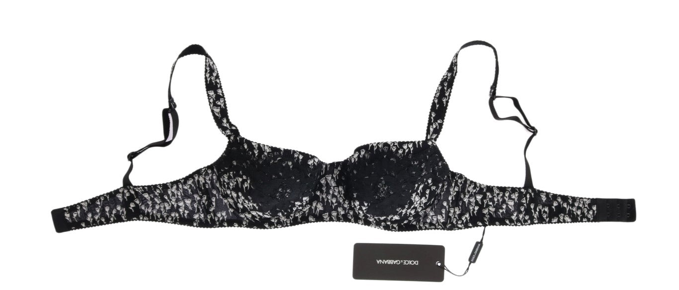 Dolce &amp; Gabbana Soutien-gorge élégant en soie et dentelle florale noire