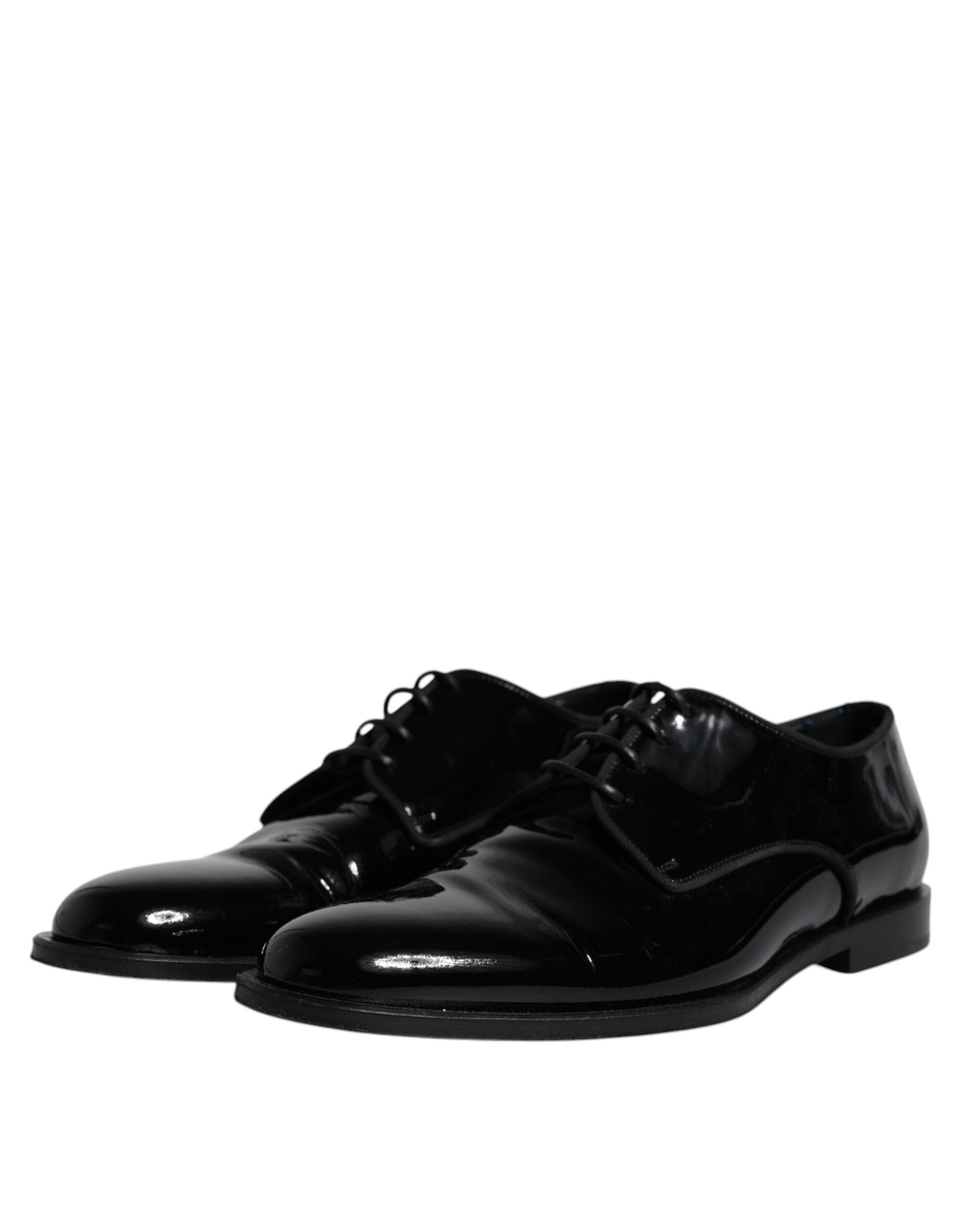 Dolce & Gabbana Black Leather Lace Up Men Derby Formal Shoes