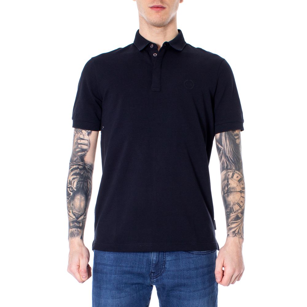 Armani Exchange Blue Cotton Polo Shirt