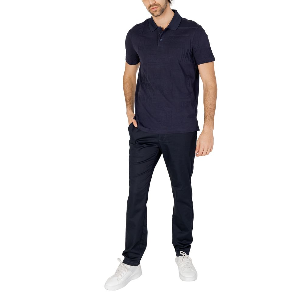 Armani Exchange Blue Cotton Polo Shirt