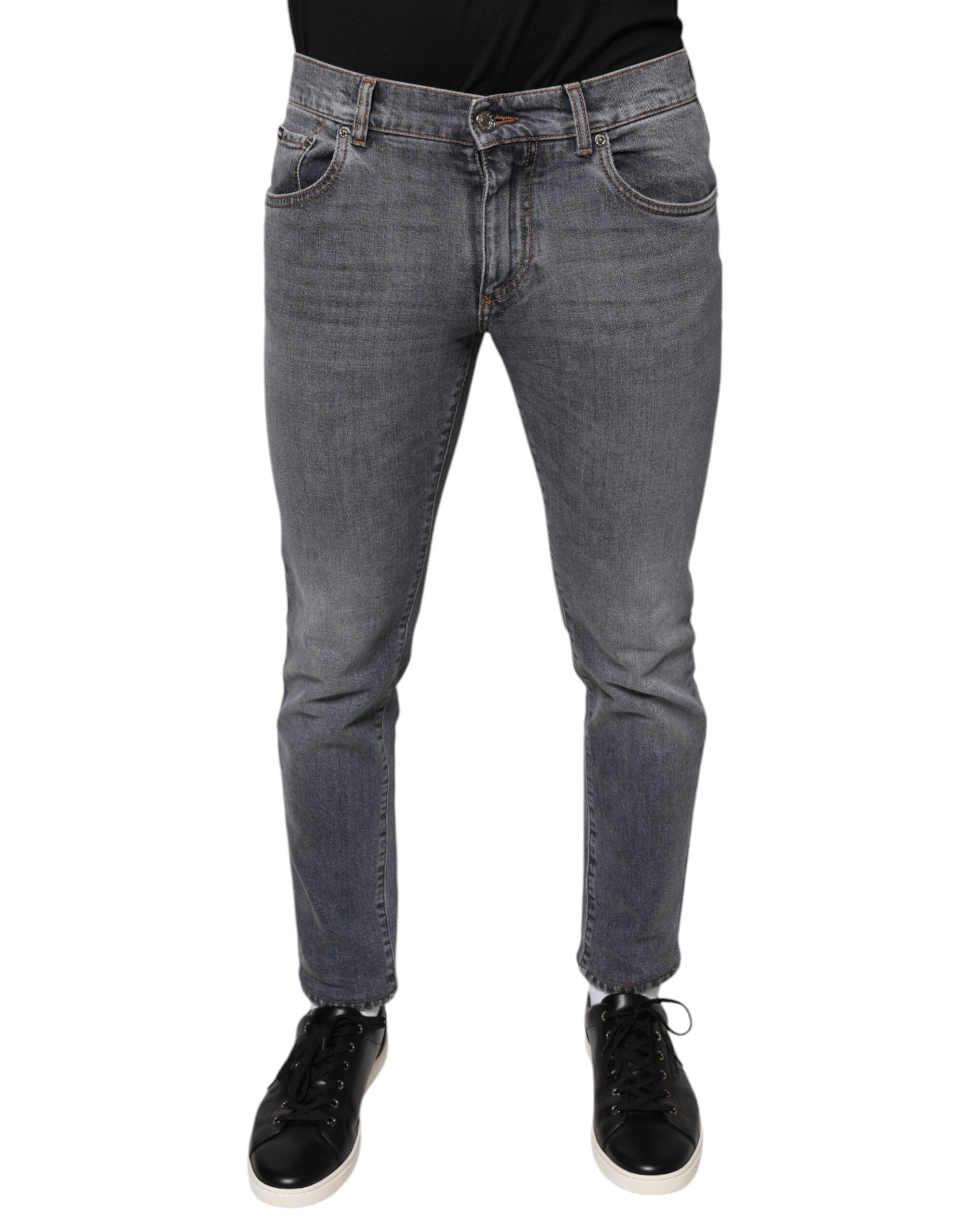 Dolce & Gabbana Dark Gray Cotton Stretch Skinny Denim Jeans