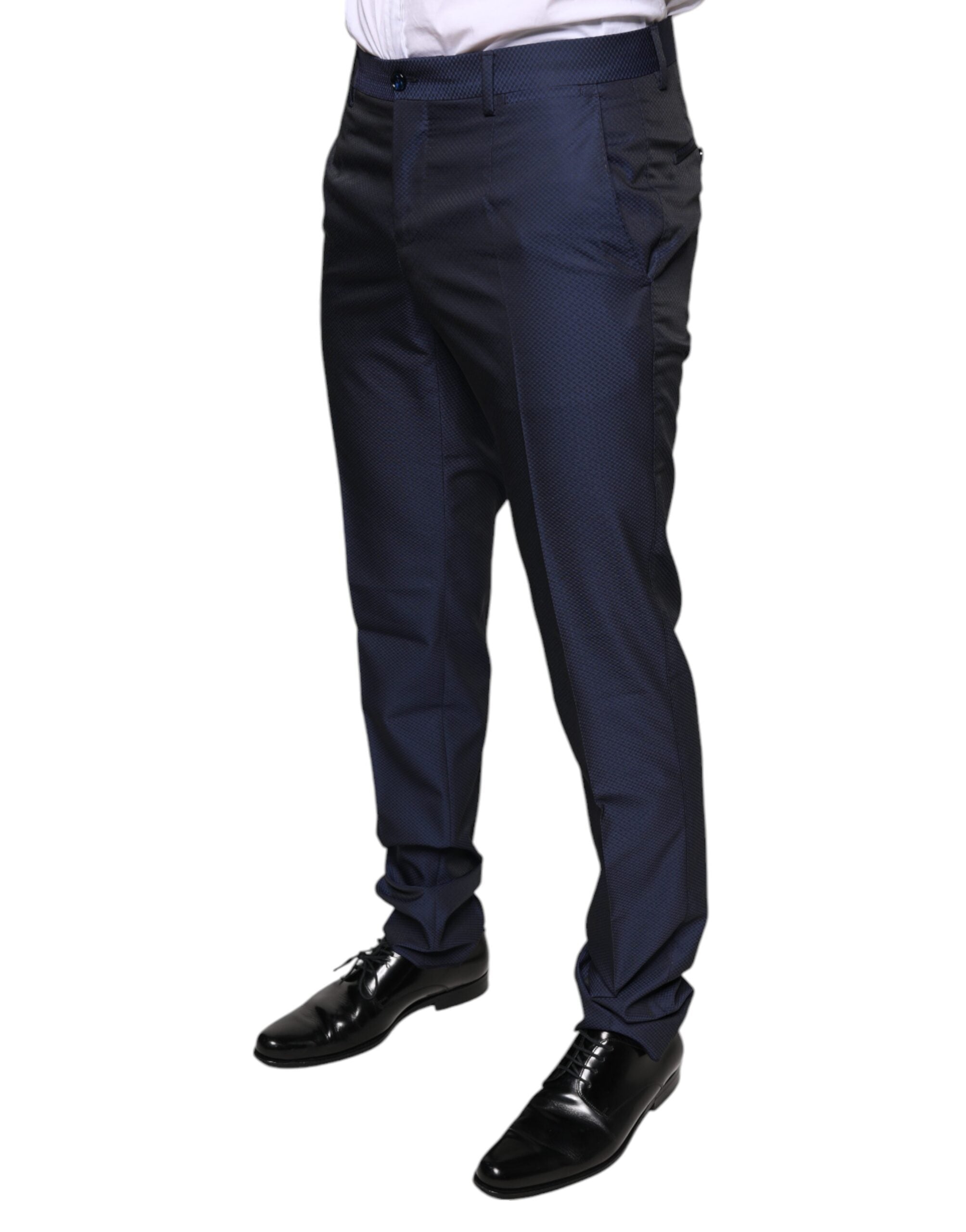 Dolce & Gabbana Blue Polyester Formal Tuxedo Pants