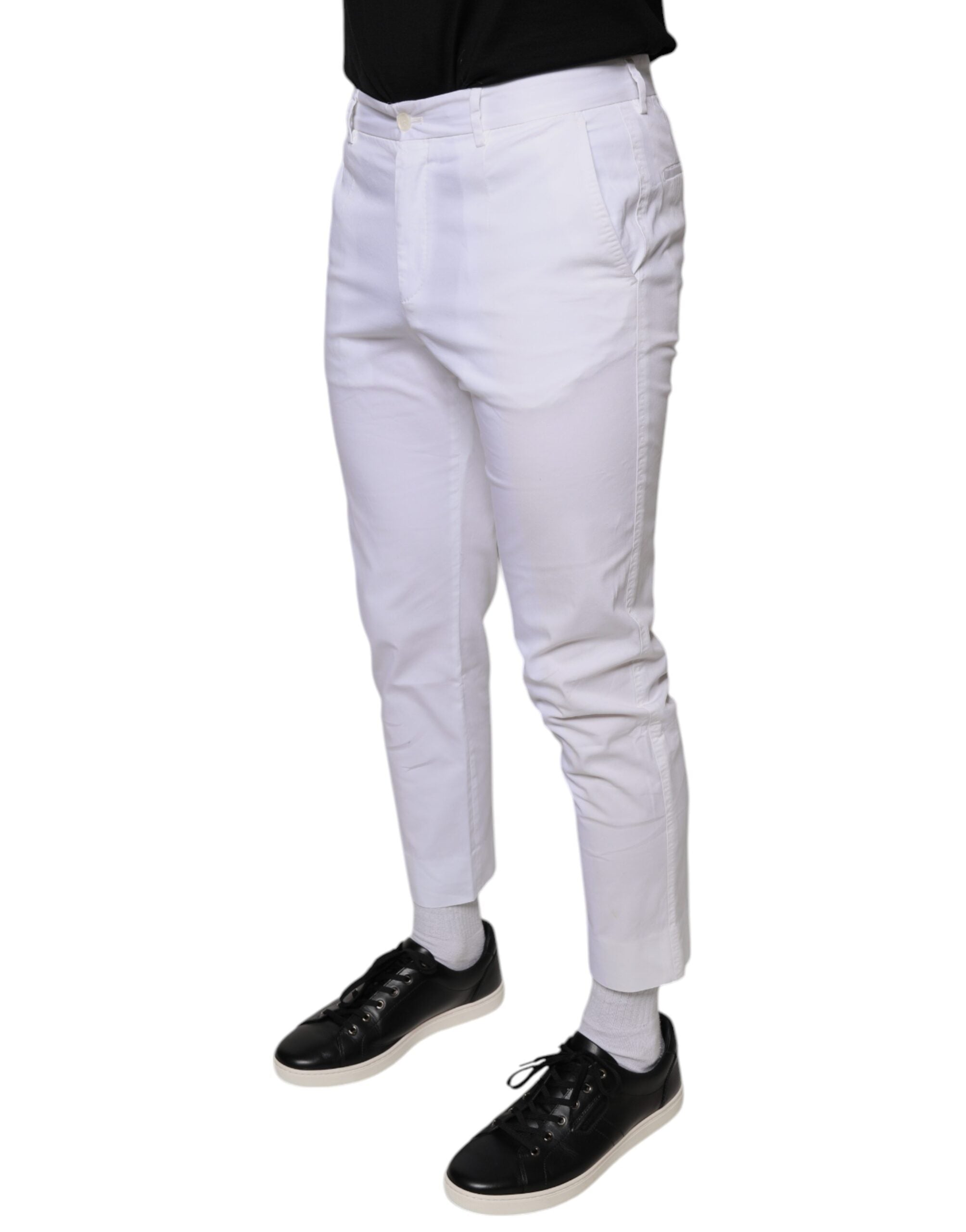 Dolce & Gabbana White Cotton Skinny Dress Pants