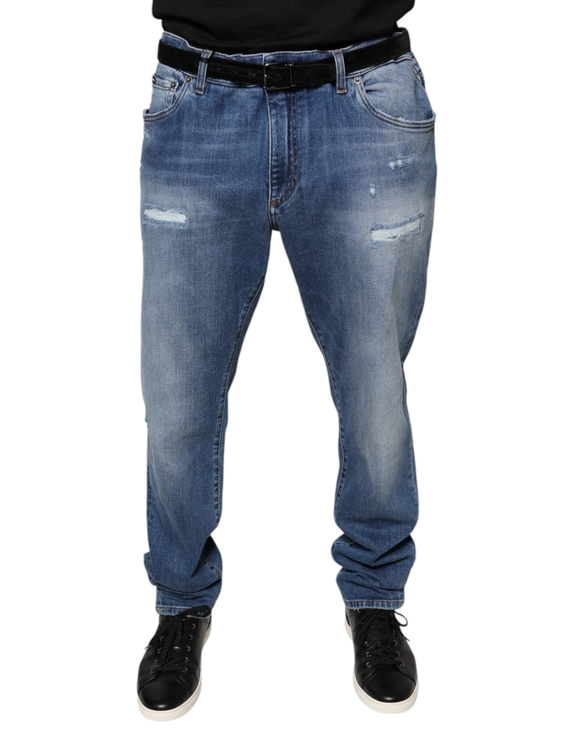 Dolce & Gabbana Blue Washed Cotton Stretch Men Denim Jeans