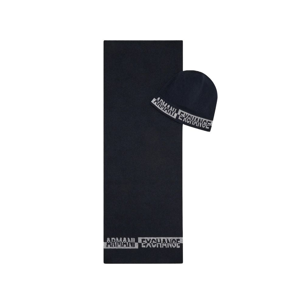 Armani Exchange Blue Wool Scarf