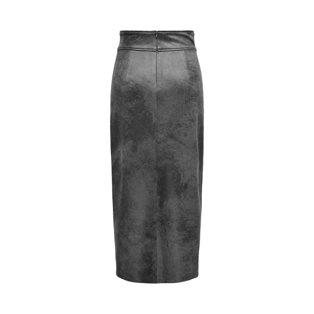 Only Gray Synthetic Leather Skirt