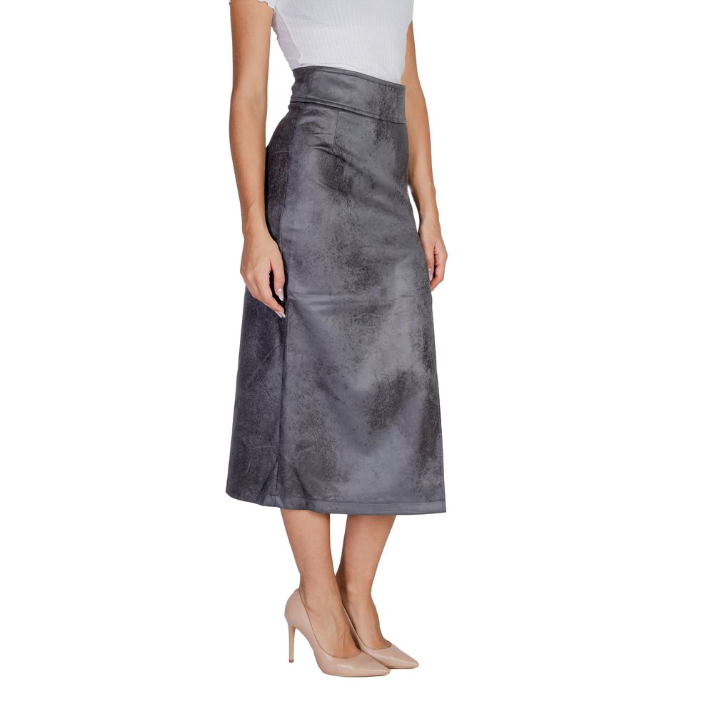 Only Gray Synthetic Leather Skirt