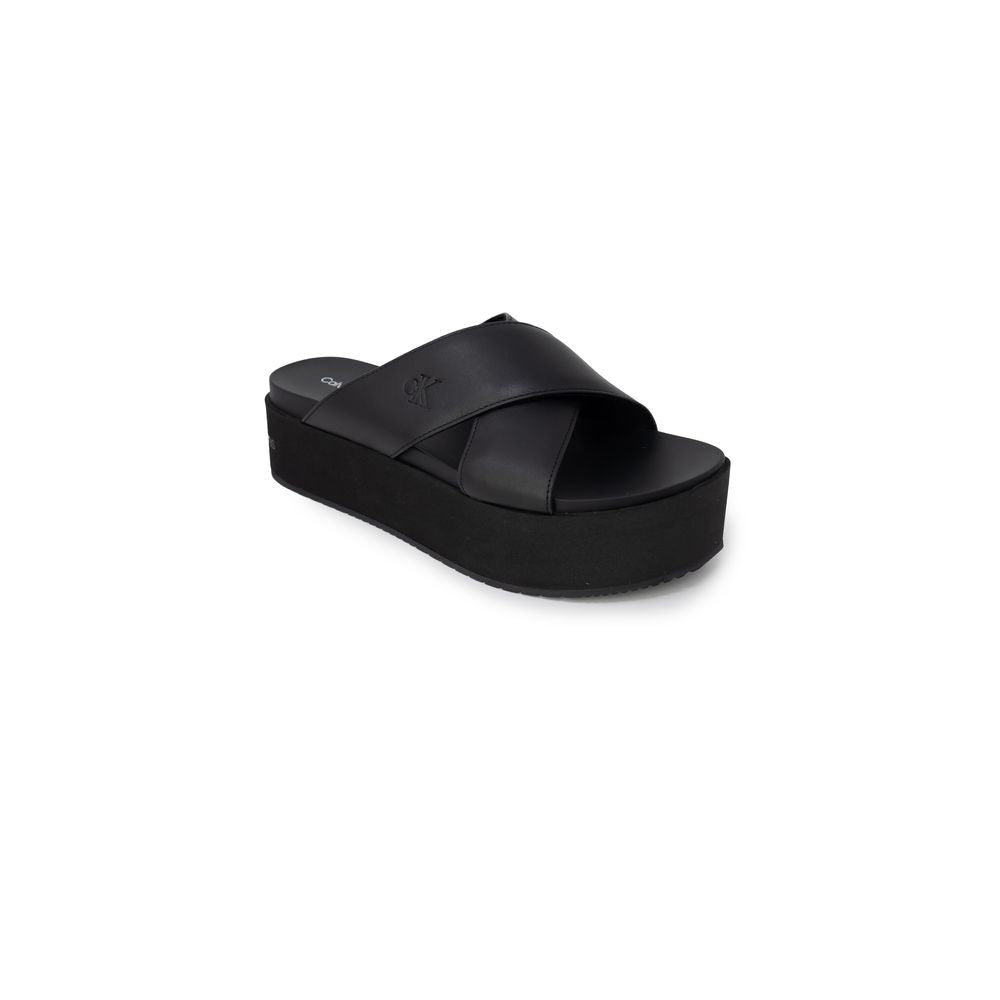 Calvin Klein Jeans Black Leather Sandal