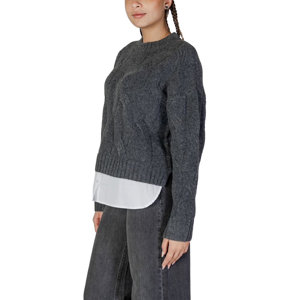 Jacqueline De Yong Gray Recycled Polyester Sweater