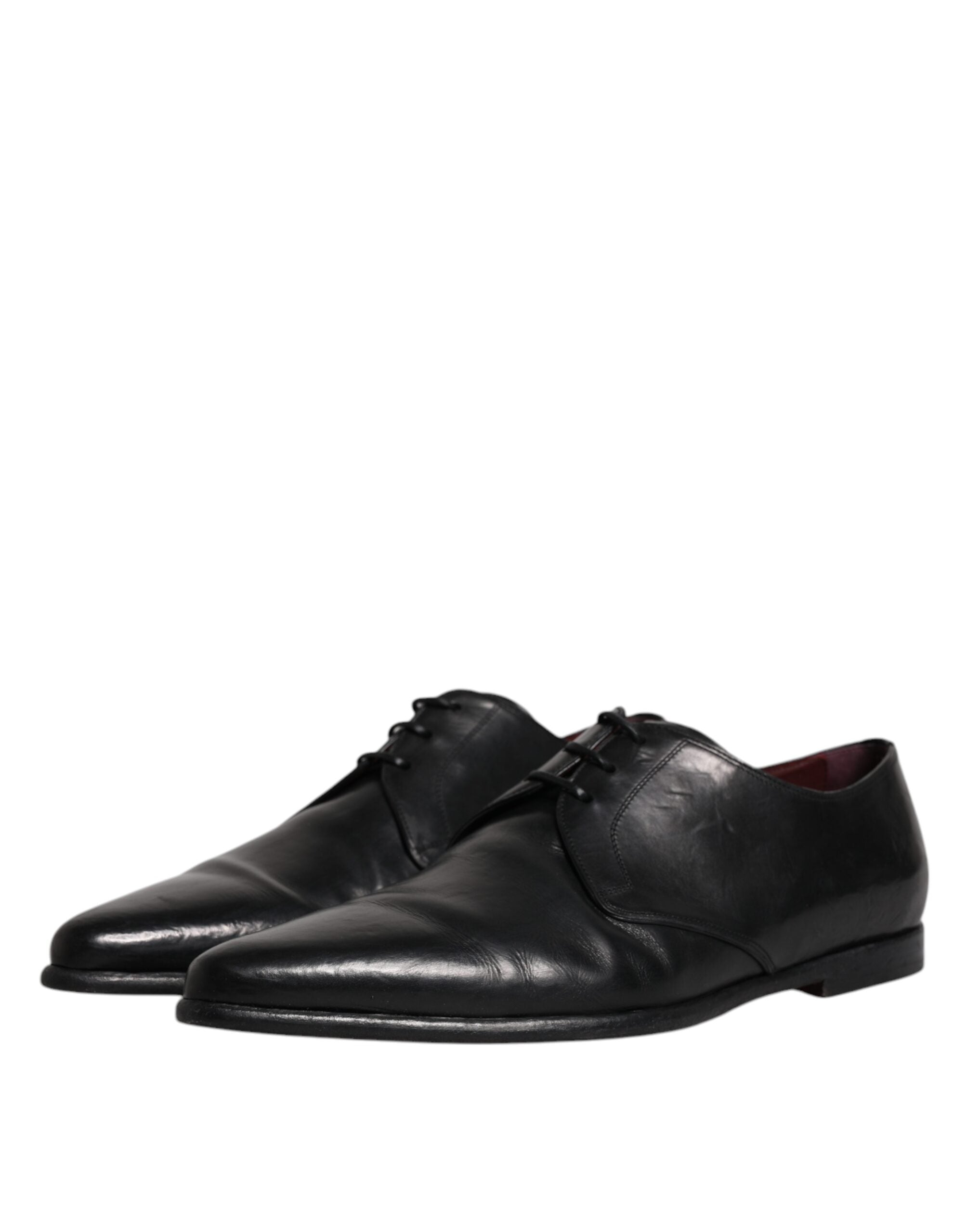 Dolce & Gabbana Black Leather Lace Up Men Derby Formal Shoes