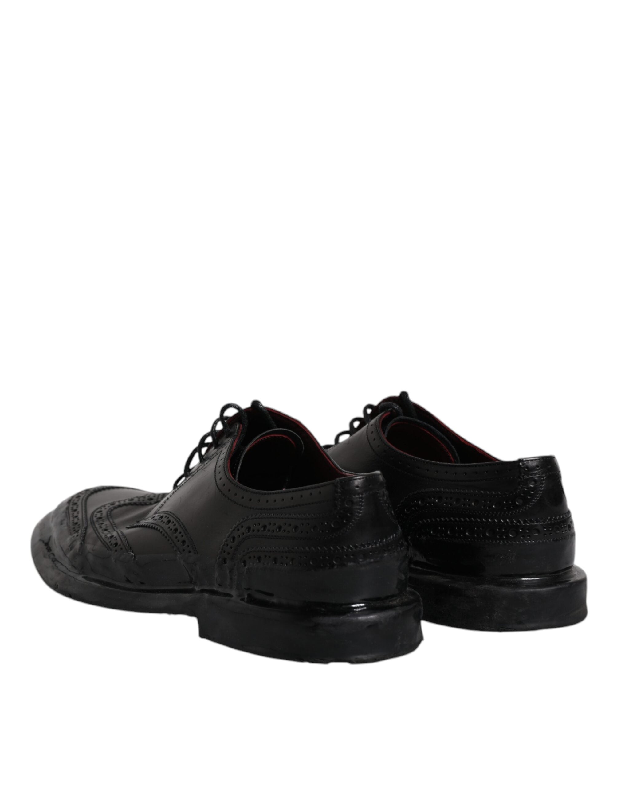 Dolce & Gabbana Black Leather Derby Wingtip Formal Shoes