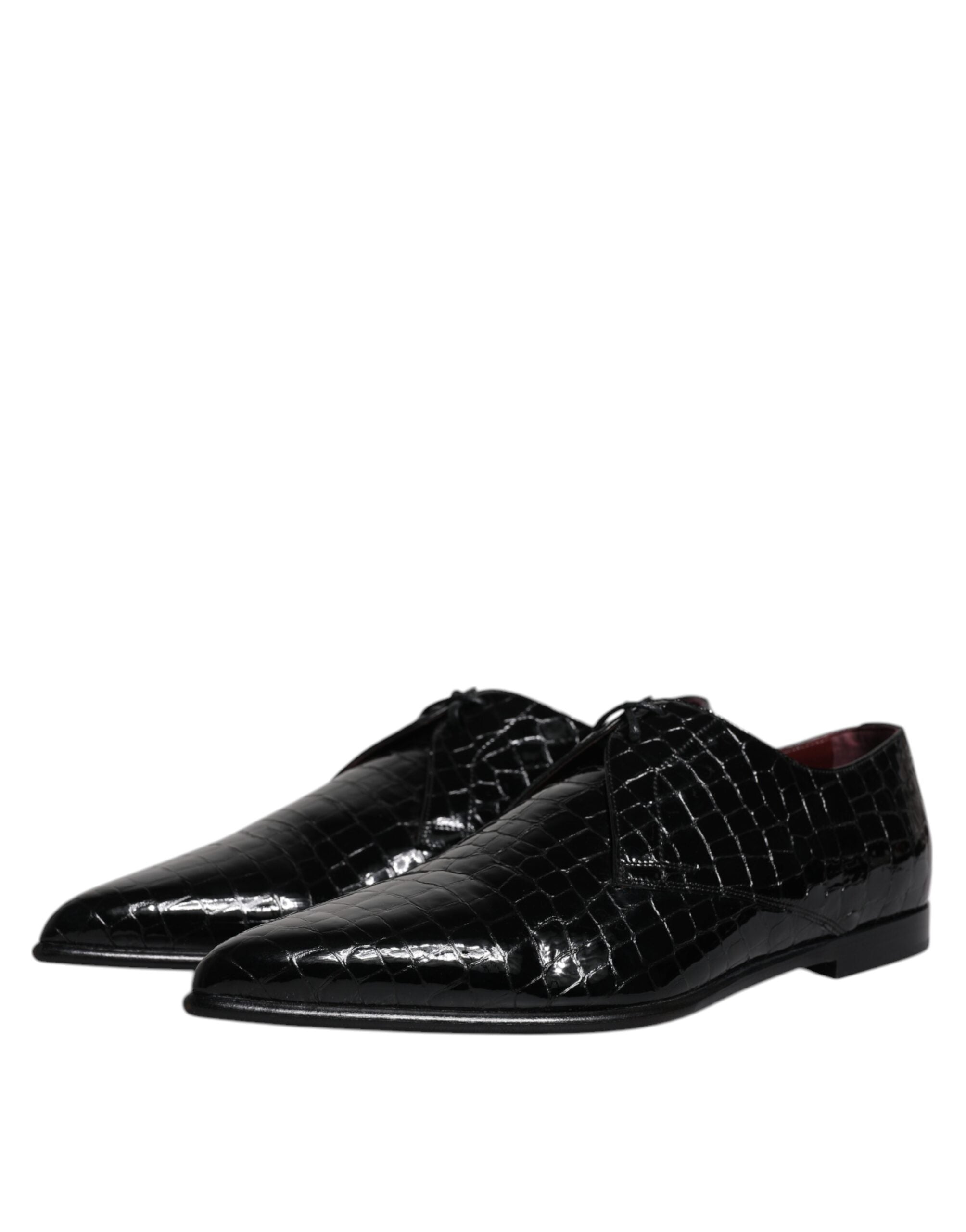 Dolce & Gabbana Black Exotic Leather Mens Derby Formal Shoes