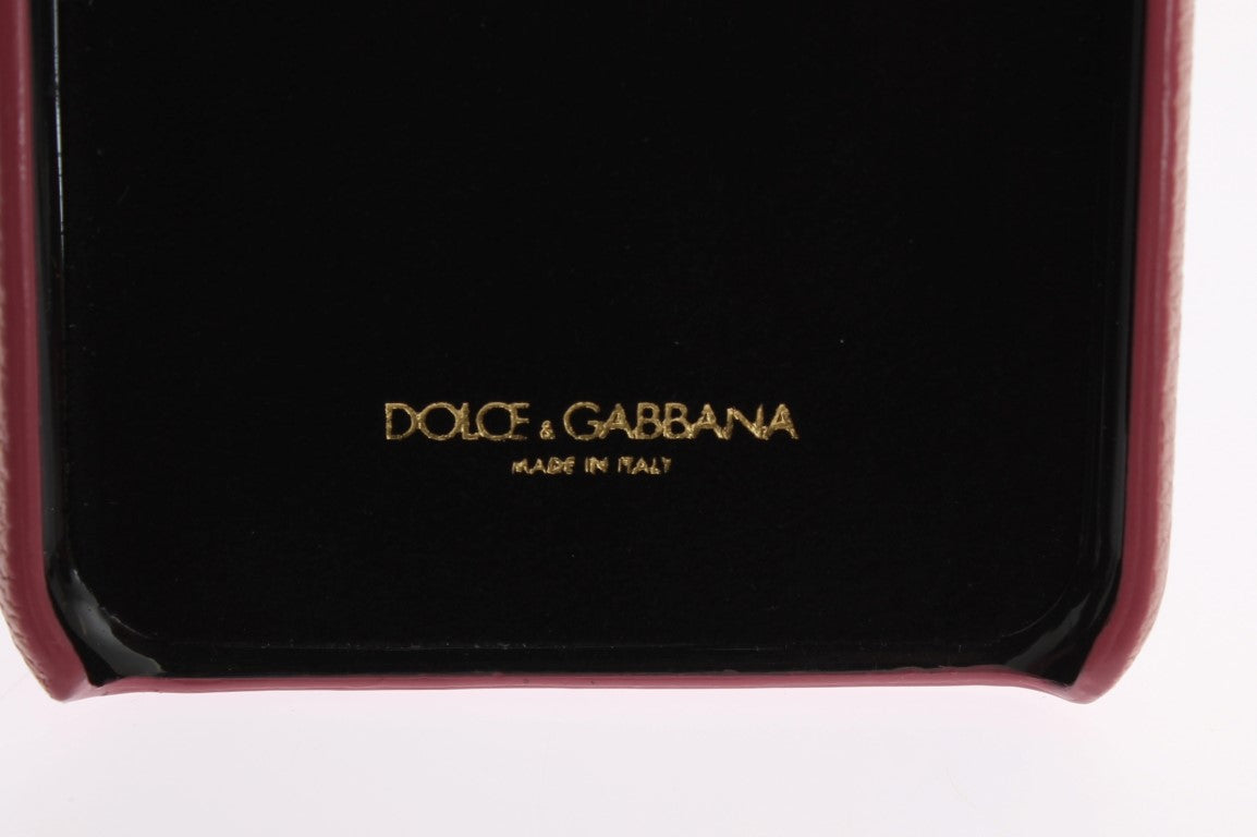 Étui pour iPhone en cuir rose et cristal Dolce &amp; Gabbana Chic