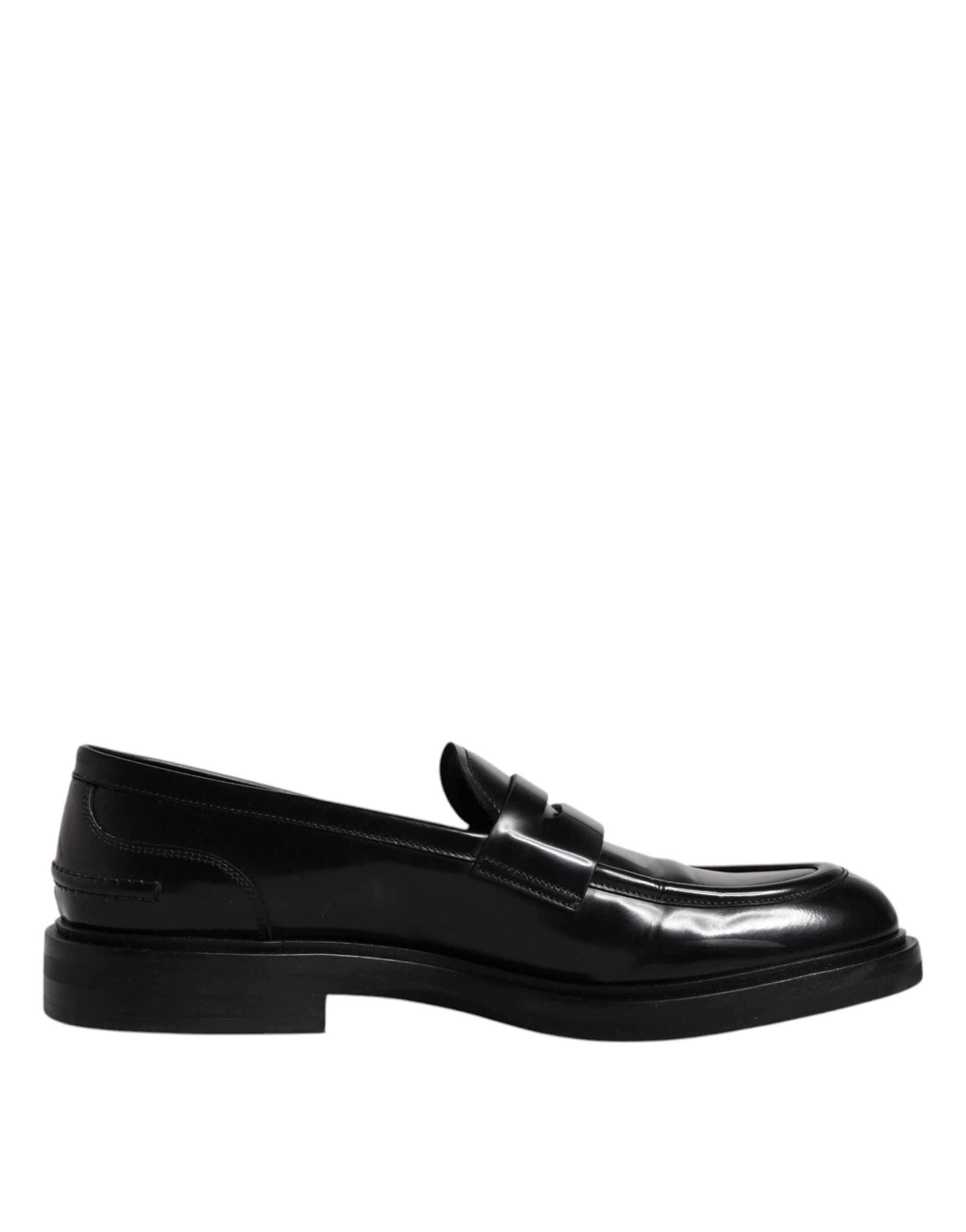 Dolce & Gabbana Black Leather Mocassin Formal Dress Shoes