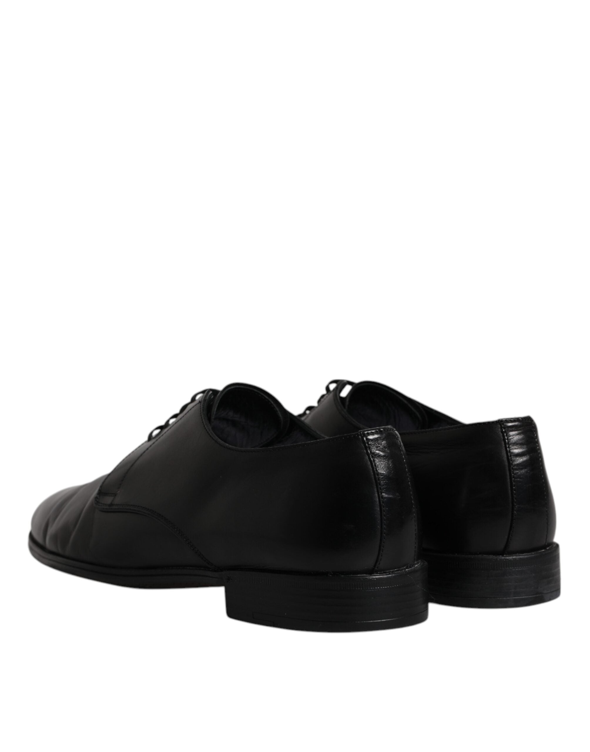 Dolce & Gabbana Black Leather Lace Up Men Derby Formal Shoes