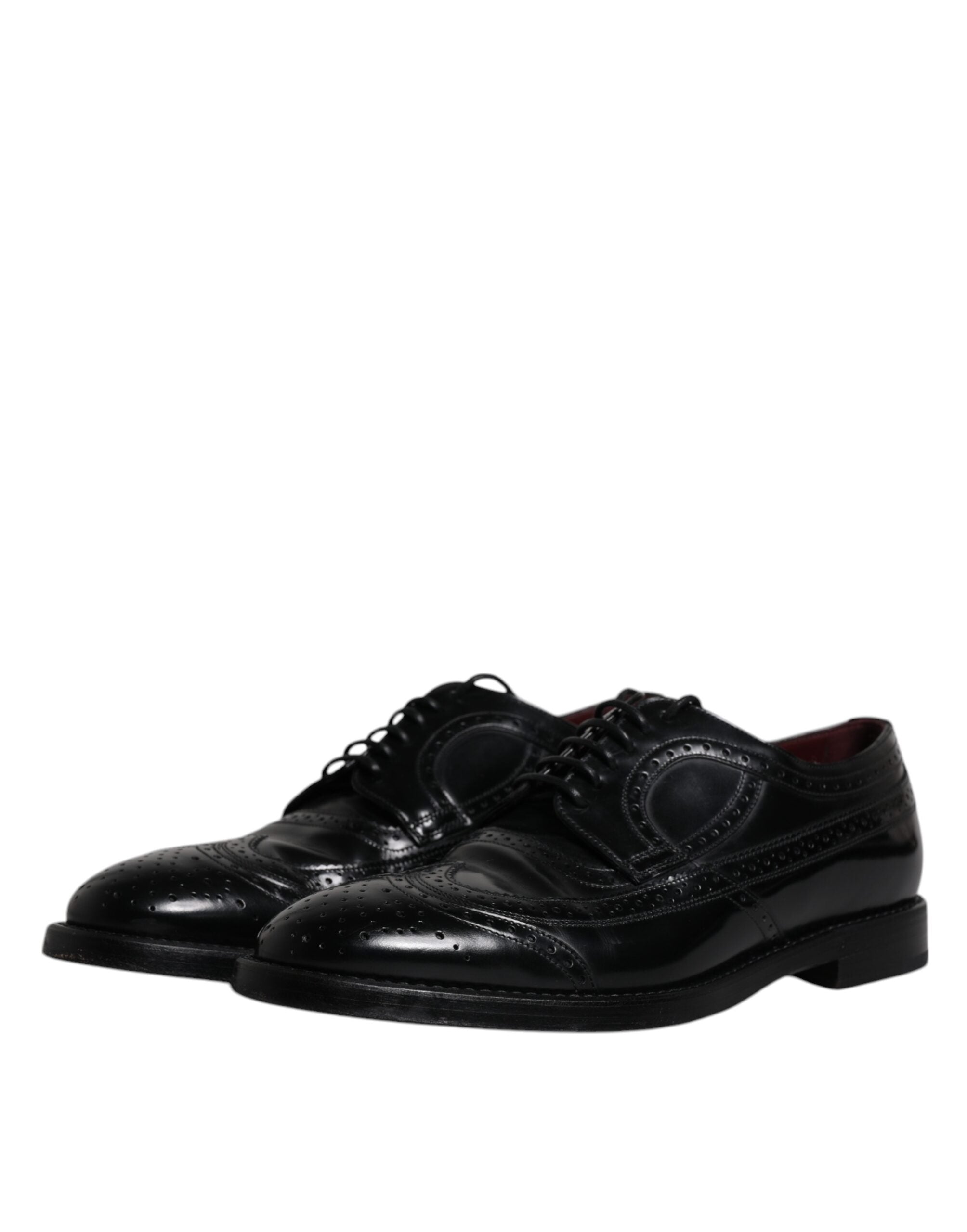 Dolce & Gabbana Black Leather Derby Wingtip Formal Shoes