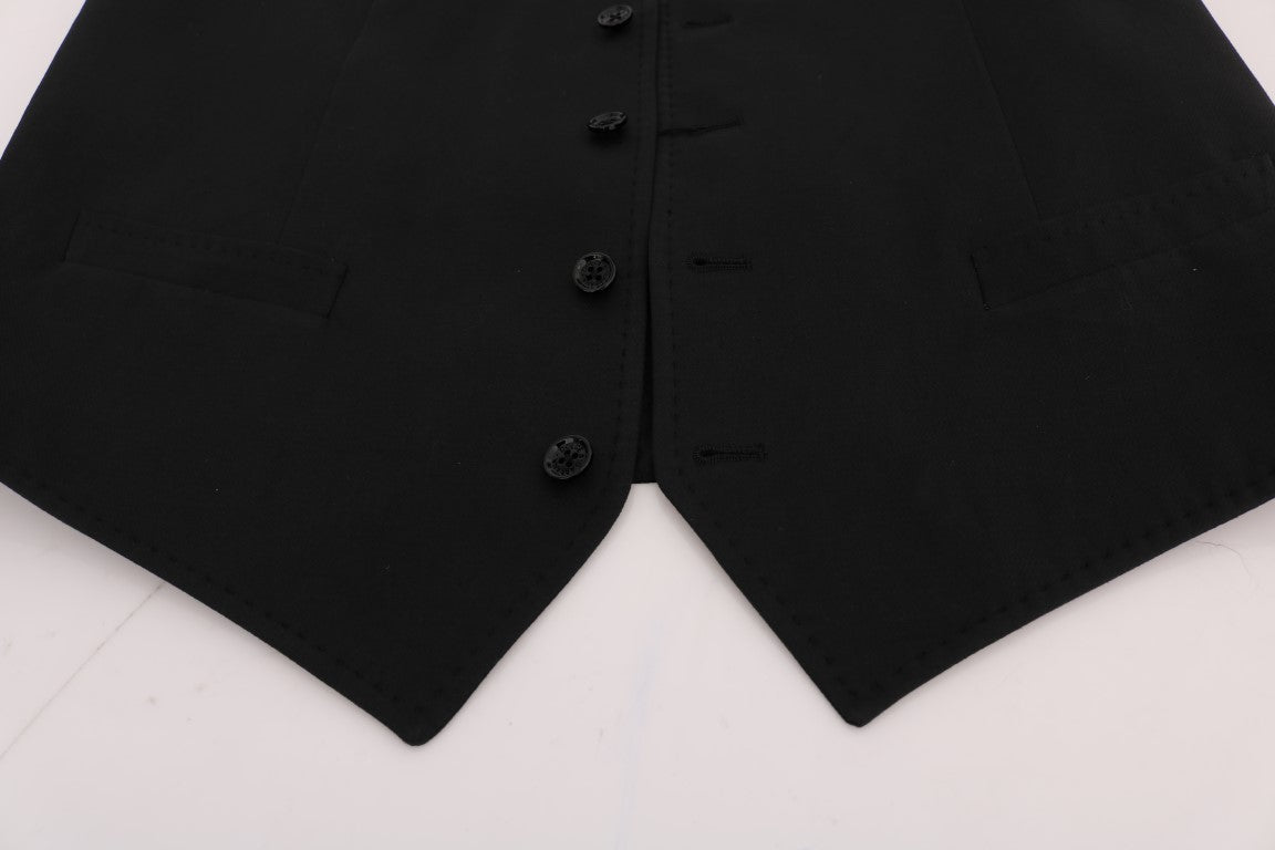 Dolce &amp; Gabbana Gilet noir élégant à simple boutonnage