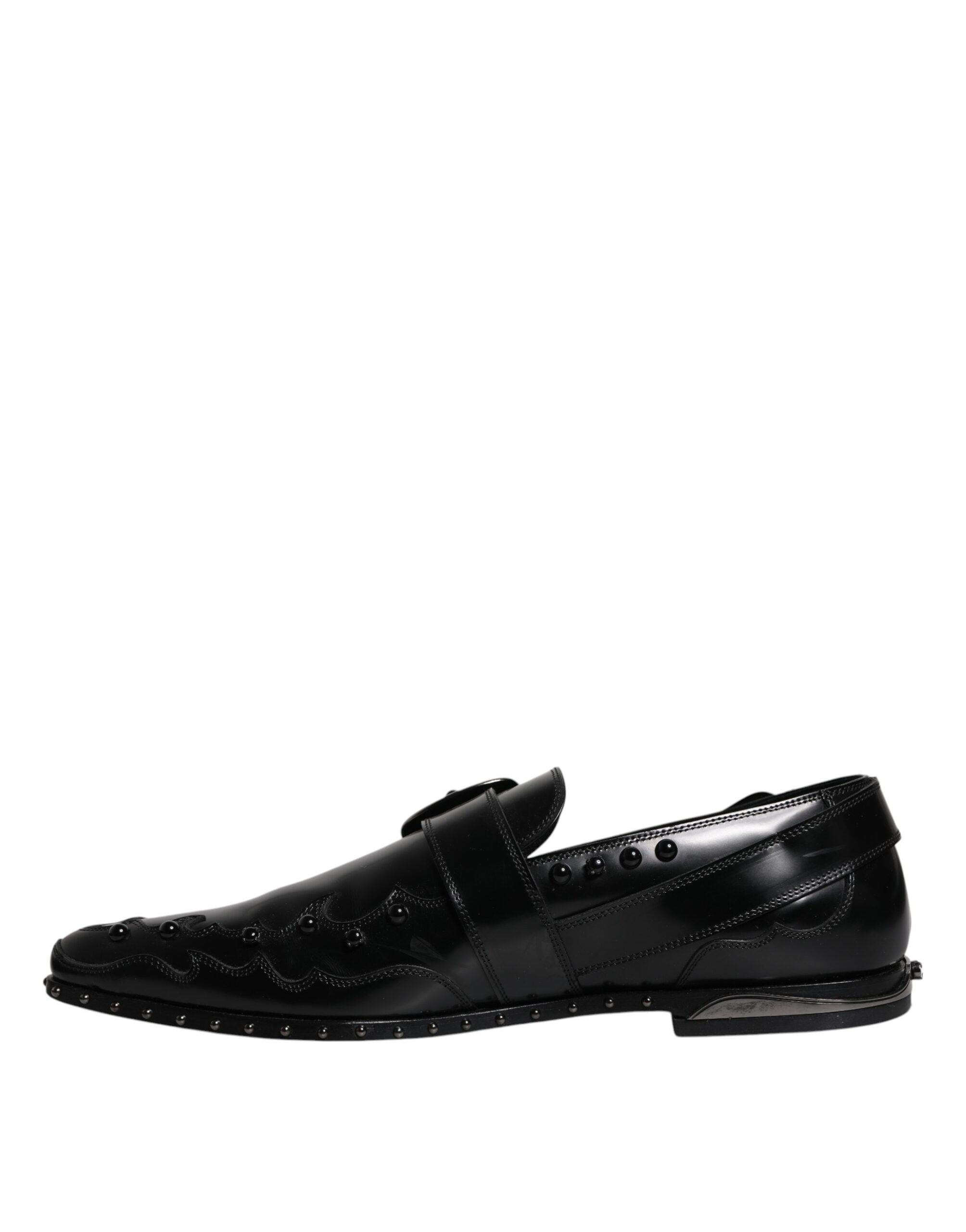 Dolce & Gabbana Black Embellished Derby Monk Strap Shoes