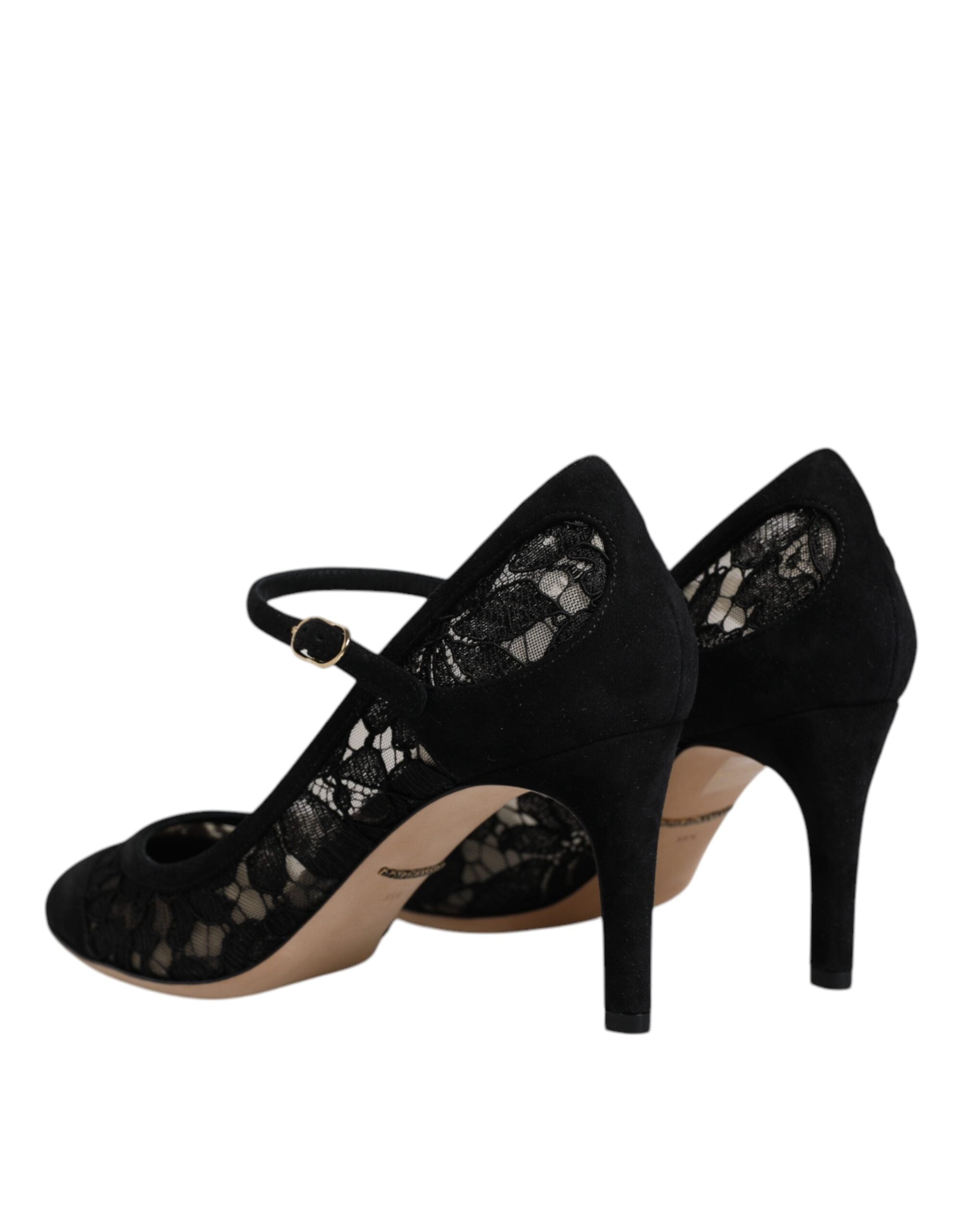 Dolce & Gabbana Black Mary Jane Taormina Lace Pumps Shoes