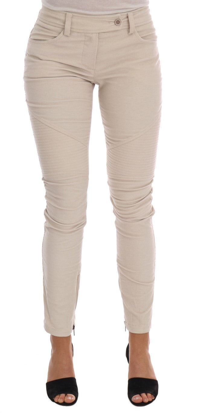 Ermanno Scervino Pantalon slim chic en velours côtelé beige