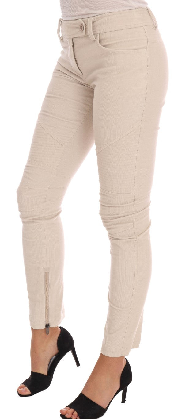 Ermanno Scervino Pantalon slim chic en velours côtelé beige