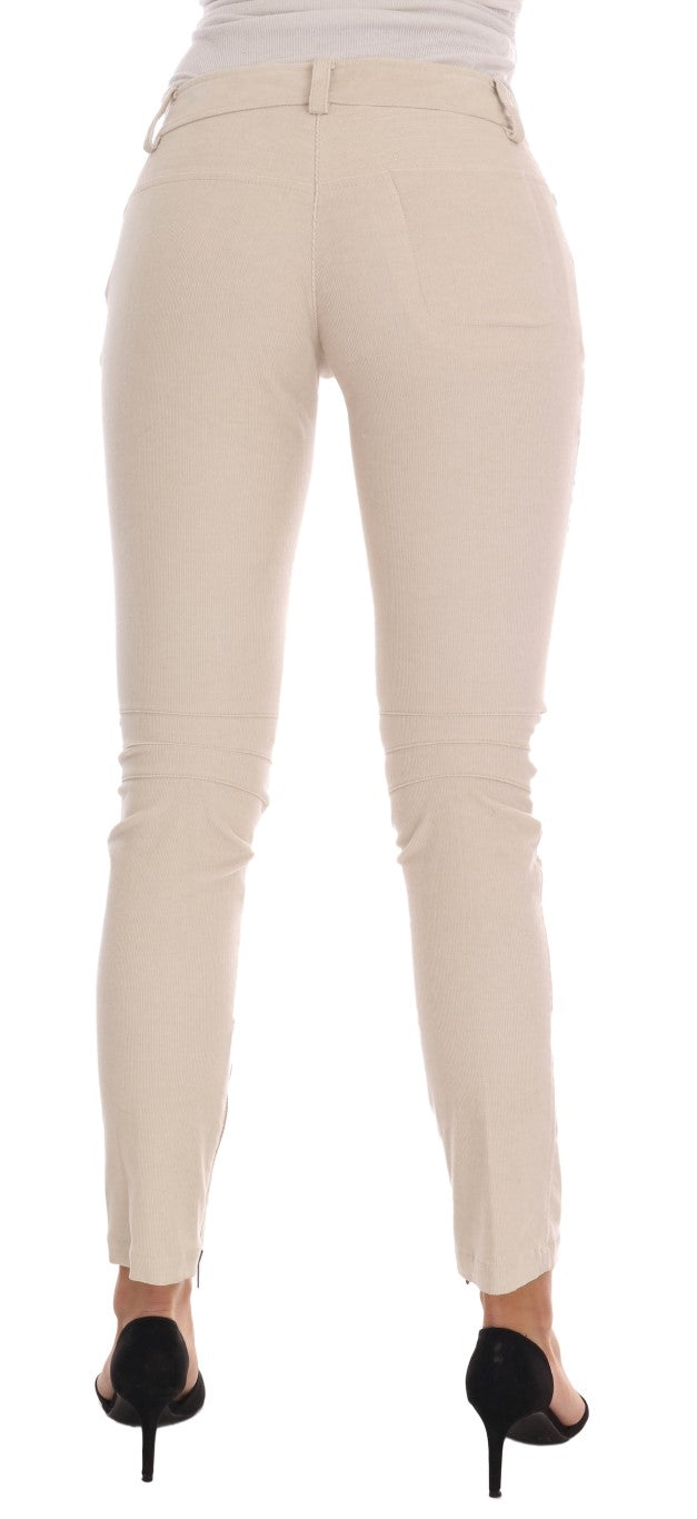 Ermanno Scervino Pantalon slim chic en velours côtelé beige