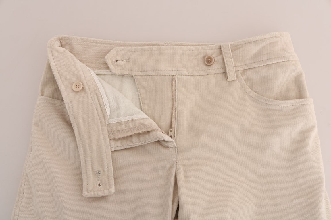 Ermanno Scervino Pantalon slim chic en velours côtelé beige