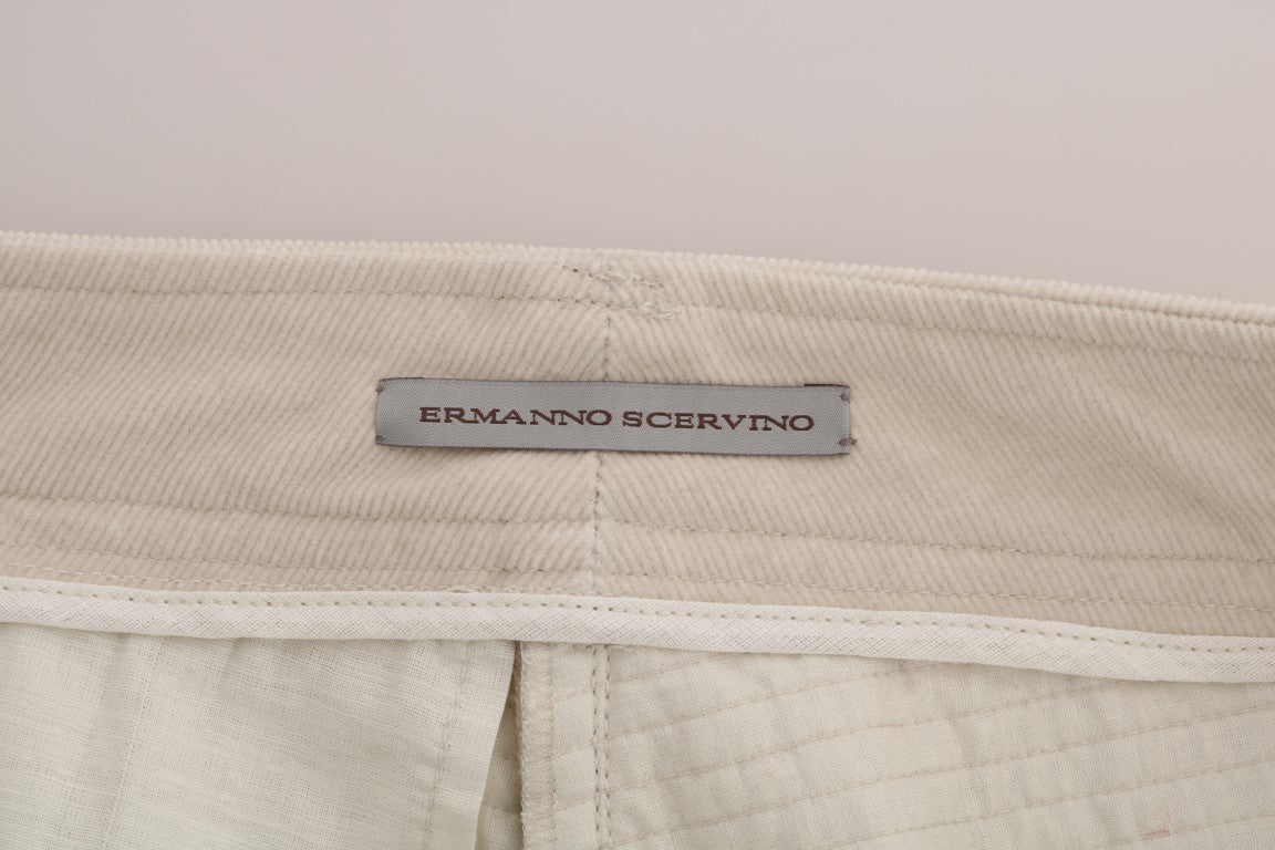 Ermanno Scervino Pantalon slim chic en velours côtelé beige