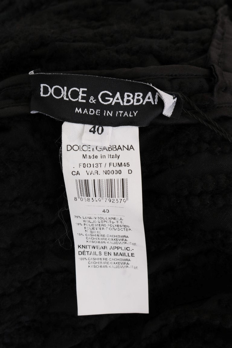 Dolce &amp; Gabbana Élégant pull en laine et cachemire noir à franges