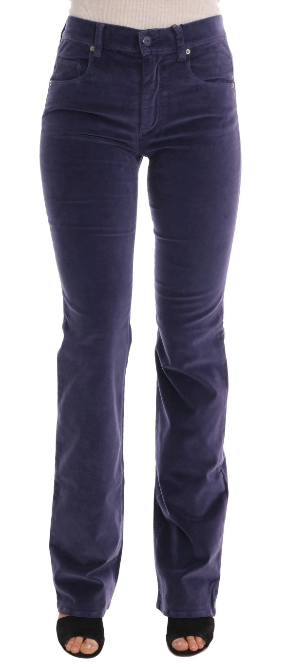 Ermanno Scervino Pantalon évasé bootcut chic en velours côtelé violet